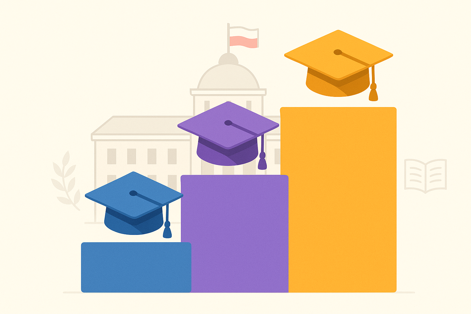 Visualization of Polish higher education structure showing progression from Bachelor's to Master's to PhD