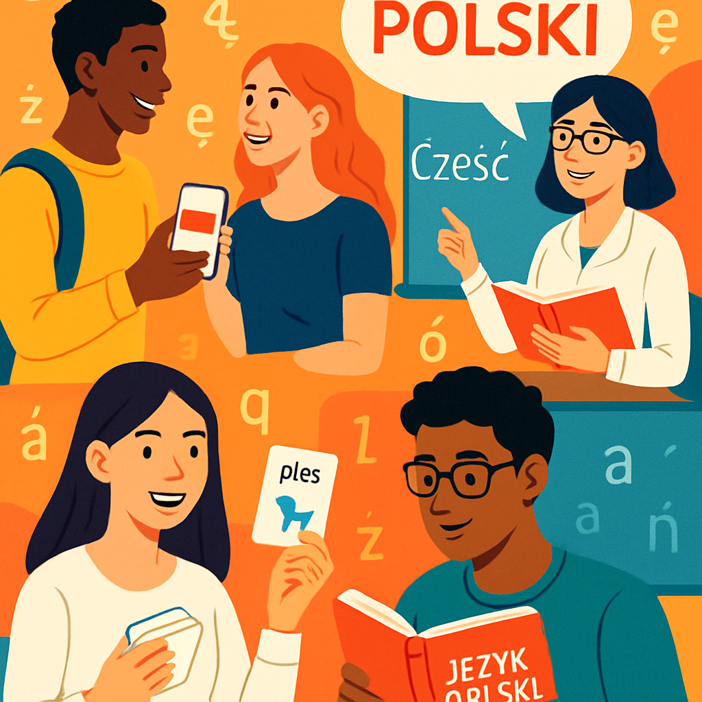 International students learning Polish through various methods